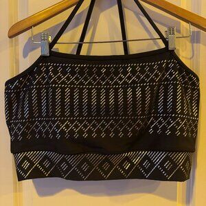 Melodia Khloe Bra Faux Assuit Heavy Metal Nylon NEVER WORN